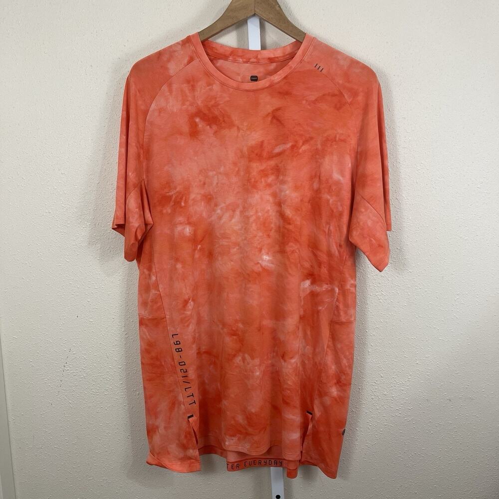 Lululemon Always Agile Tee Mens XL Tie Dye Orange Short Sleeve Workout Shirt
